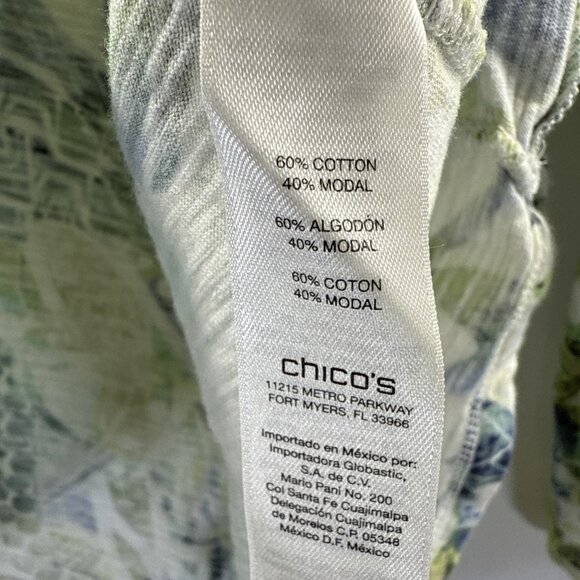 Chicos Women Top Size XL Mixed Print Colorful Tie 3/4 Sleeve Pullover Stretch - Picture 5 of 7